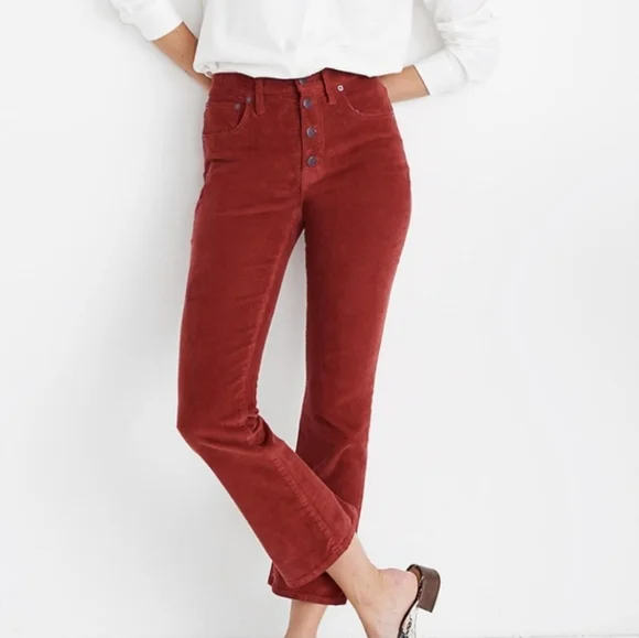 Madewell Cali-Demi boot corduroy pants front button closure size 26 - Picture 2 of 13
